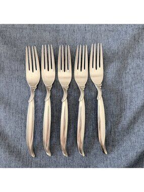 5 International Silver 1847 Rogers Bros FLAIR Silverplate Dinner Forks 1956